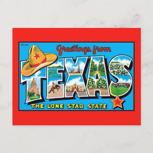 Groeten uit Texas, de Lone Star-staat Briefkaart (Voorkant)