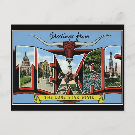 Groeten uit Texas Vintage Ansichtkaart Briefkaart (Voorkant)