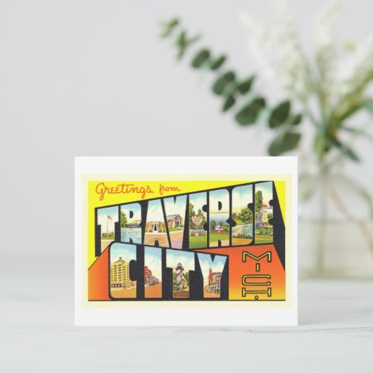  groeten uit Traverse City, Michigan Briefkaart (Staand voorkant)