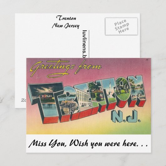 Groeten uit Trenton, New Jersey Briefkaart (Voorkant / Achterkant)