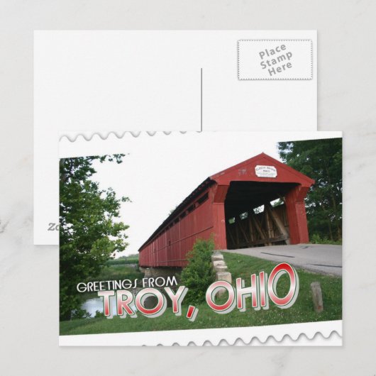 Groeten uit Troy, Ohio Briefkaart (Voorkant / Achterkant)
