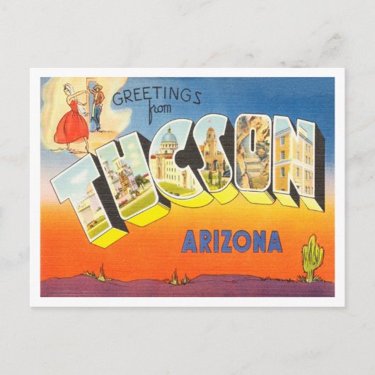 Groeten uit Tucson, Arizona Vintage Travel Briefkaart (Voorkant)