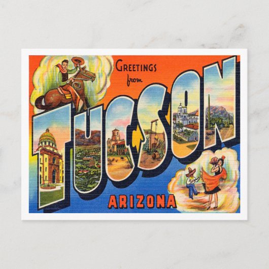 Groeten uit Tucson, Arizona Vintage Travel Briefkaart (Voorkant)