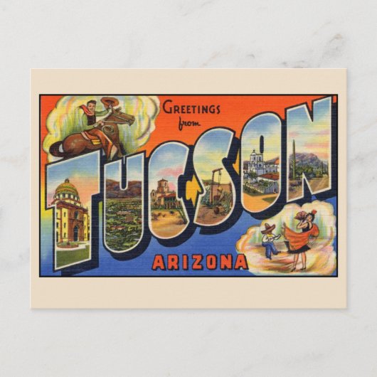 Groeten uit Tucson grote letter vintage Briefkaart (Voorkant)
