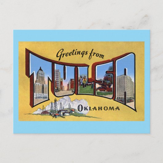 Groeten uit Tulsa Oklahoma Travel Briefkaart (Voorkant)
