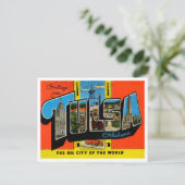 Groeten uit Tulsa, Oklahoma Vintage Travel Briefkaart (Staand voorkant)