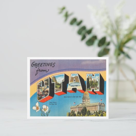 Groeten uit Utah Vintage Travel Briefkaart (Staand voorkant)