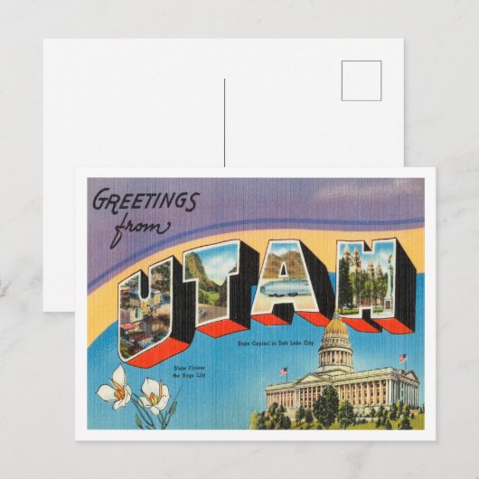 Groeten uit Utah Vintage Travel Briefkaart (Voorkant / Achterkant)