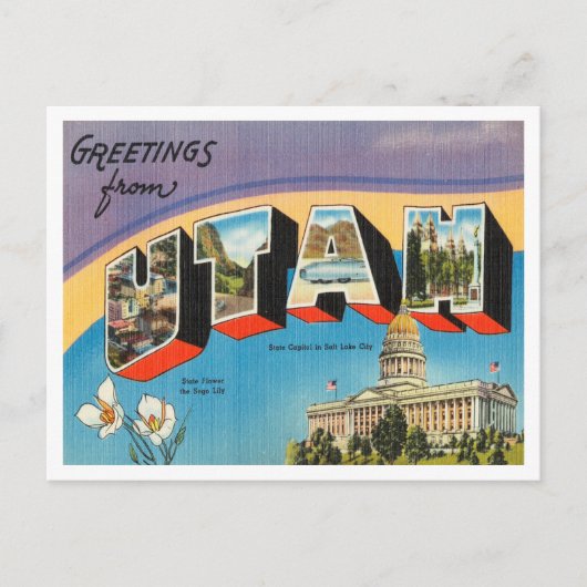 Groeten uit Utah Vintage Travel Briefkaart (Voorkant)