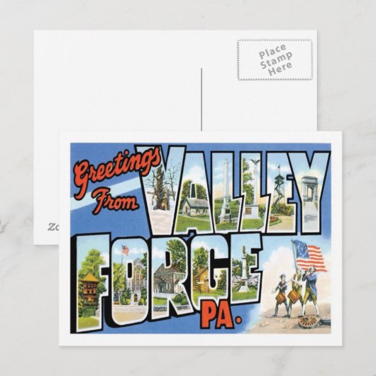 Groeten uit Valley Forge Pennsylvania US City Briefkaart (Voorkant / Achterkant)