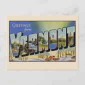 Groeten uit Vermont Grote Letter Vintage Briefkaart (Voorkant)