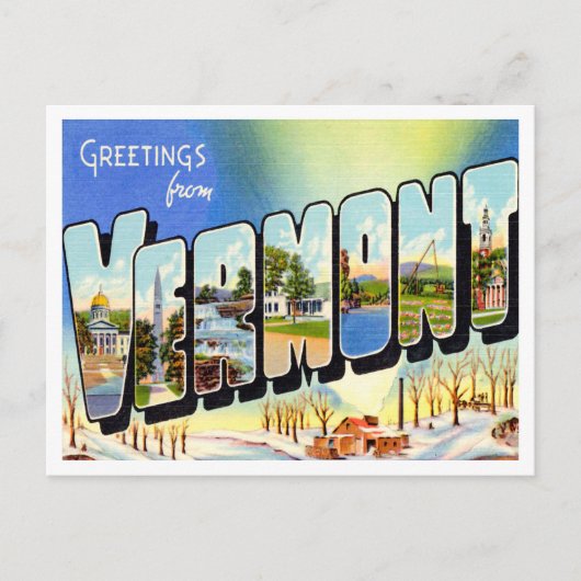 Groeten uit Vermont Vintage Travel Briefkaart (Voorkant)