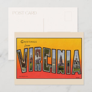 Groeten uit Virginia grote letter vintage Briefkaart