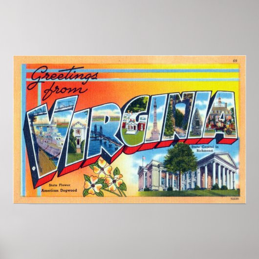  groeten uit Virginia Travel Poster (Voorkant)