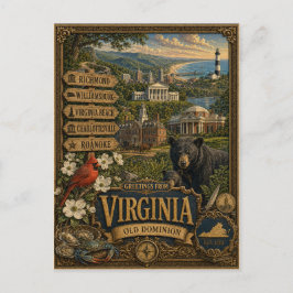 Groeten uit Virginia | Vintage Retro Kunst Briefkaart