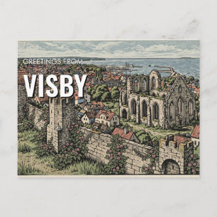 Groeten uit Visby, Zweden Reisansichtkaart Briefkaart