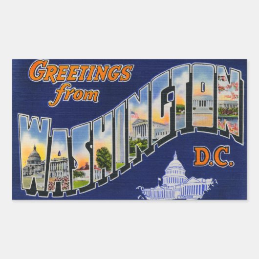 Groeten uit Washington DC! Rechthoekige Sticker (Voorkant)