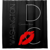 Groeten uit Washington DC Red Lipstick Kiss Douchegordijn (Voorkant)