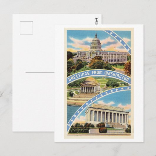 Groeten uit Washington DC Reis naar het verleden Briefkaart (Voorkant / Achterkant)
