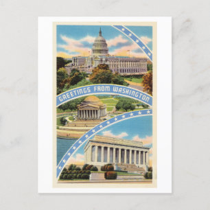 Groeten uit Washington DC Vintage Reizen Briefkaart