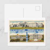 Groeten uit Washington DC Vintage Travel Briefkaart (Voorkant / Achterkant)