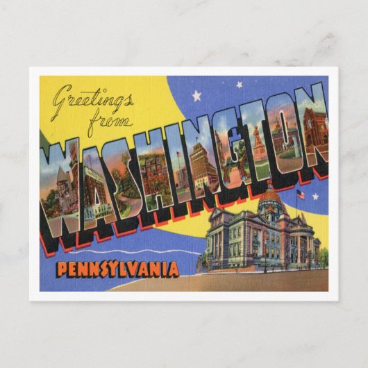 Groeten uit Washington, Pennsylvania Travel Briefkaart (Voorkant)
