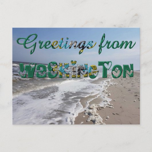 Groeten uit Washington State Flag Hearts USA Briefkaart (Voorkant)