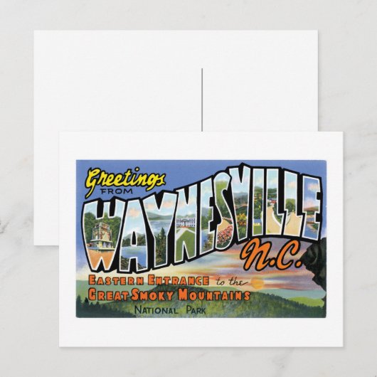 Groeten uit Waynesville, North Carolina. Briefkaart (Voorkant / Achterkant)
