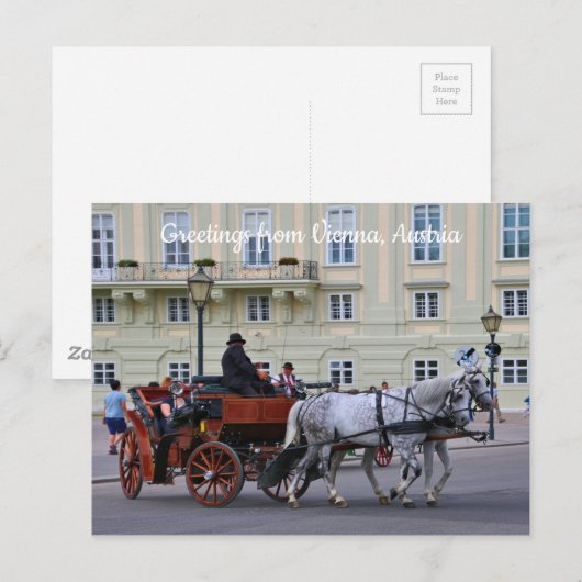 Groeten uit Wenen, Oostenrijk, paarden en vervoer Briefkaart (Voorkant / Achterkant)
