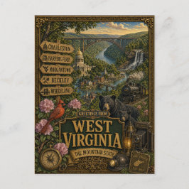 Groeten uit West Virginia | Vintage Retro Kunst Briefkaart