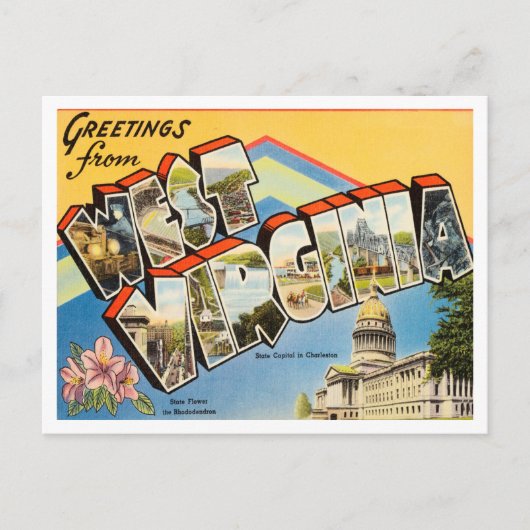 Groeten uit West Virginia Vintage Travel Briefkaart (Voorkant)