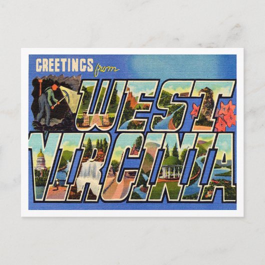Groeten uit West Virginia Vintage Travel Briefkaart (Voorkant)
