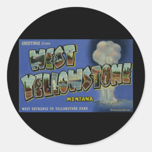 Groeten uit West Yellowstone Montana Ronde Sticker