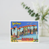 Groeten uit Wichita, Kansas Vintage Travel Briefkaart (Staand voorkant)