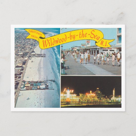 Groeten uit Wildwood door het Zee, New Jersey Briefkaart (Voorkant)