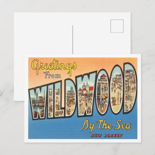 Groeten uit Wildwood door het Zee, New Jersey Briefkaart (Voorkant / Achterkant)