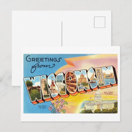 groeten uit Wisconsin Briefkaart (Voorkant / Achterkant)