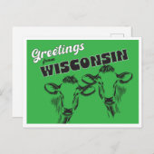 Groeten uit Wisconsin met  Koeien Tekenen Briefkaart (Voorkant / Achterkant)