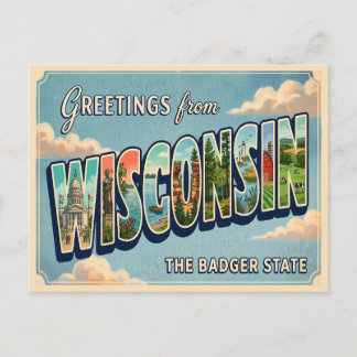 Groeten uit Wisconsin Vintage Travel Briefkaart