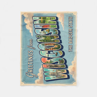 Groeten uit Wisconsin Vintage Travel Fleece Deken
