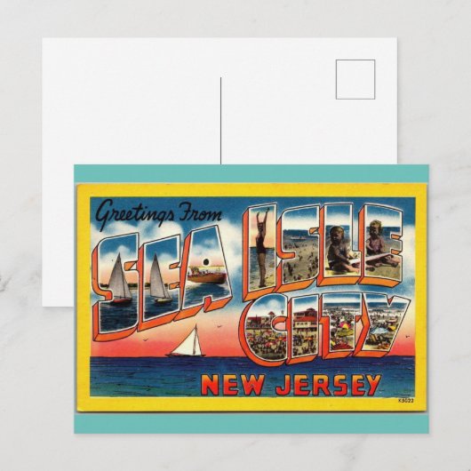 Groeten uit Zee Isle City New Jersey Travel Briefkaart (Voorkant / Achterkant)