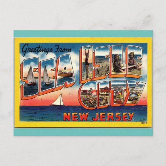 Groeten uit Zee Isle City New Jersey Travel Briefkaart (Voorkant)