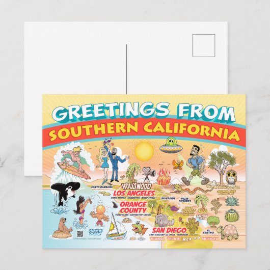 Groeten uit Zuid-Californië Briefkaart (Voorkant / Achterkant)