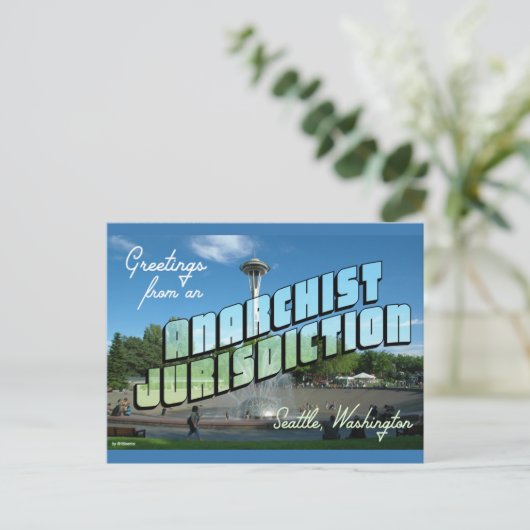 Groeten van Anarchist Seattle. Briefkaart (Staand voorkant)