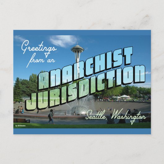 Groeten van Anarchist Seattle. Briefkaart (Voorkant)