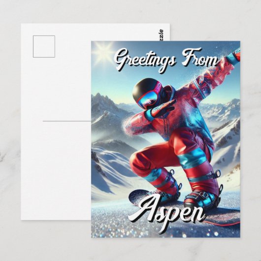 Groeten van Aspen Dabbing Snowboarder Briefkaart (Voorkant / Achterkant)
