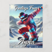 Groeten van Aspen Dabbing Snowboarder Briefkaart (Voorkant)