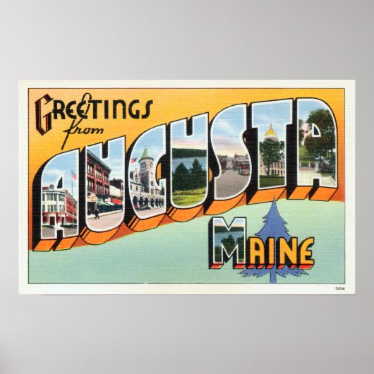  groeten van Augusta Maine Travel Poster (Voorkant)