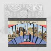 Groeten van Baltimore Md., Vintage Briefkaart (Voorkant / Achterkant)