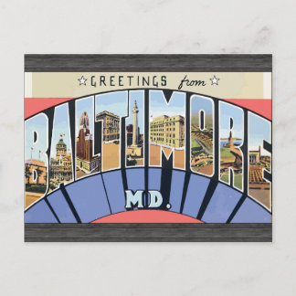 Groeten van Baltimore Md., Vintage Briefkaart